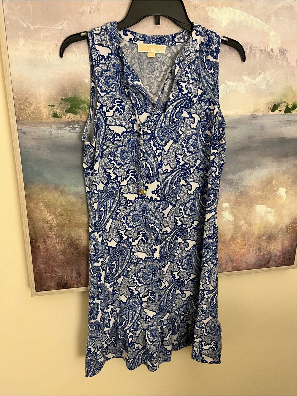 Michael Kors Blue and White Paisley Sleeveless Dress